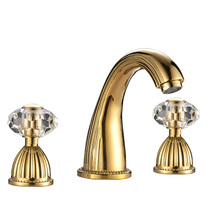 Gold luxury 8 inch widespread bathroom sink faucet basin faucet,tap mixer crystal handle 2024 - buy cheap