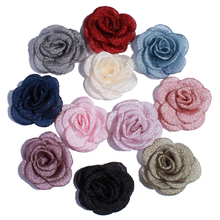 60 uds. 5,5 CM hermosa flor de tela de raso quemada rosa de gasa flores para diademas para horquillas, accesorios Color verde militar 2024 - compra barato