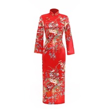 Shanghai Story-Vestido largo de flores de imitación, Qipao, estilo chino vintage, Oriental, chino, pavo real, cheongsam chino 2024 - compra barato