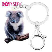 Bonsny Acrylic Australian Cute Koala Key Chain Key Rings Funny Animal Jewelry For Women Girls Charms Gift Decoration Souvenir 2024 - buy cheap