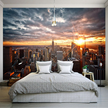 Paño de pared personalizado 3D De La Ciudad De Nueva York, Mural de vinilo de puesta de sol, papel tapiz para dormitorio, sala de estar, dormitorio de pared, decoración para el hogar 2024 - compra barato