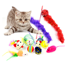 Pet Cat Toys Feather Teaser Wand Sets Funny Mouse Sisal Crinkle Balls Gift Cat Kitten Interactive Toys 2024 - buy cheap