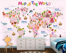 Beibehang-mural de papel pintado con mapa del mundo de dibujos animados, papel tapiz para habitación de niños, papel tapiz para habitación 2024 - compra barato