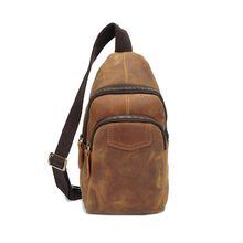Retro Genuine Leather Real Cowhide Crazy Horse Chest Bag Pack Crossbody Shoulder Messenger Sling Bag Travel Double Zipper 2024 - buy cheap