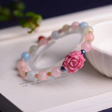 Wholesale Color Stone Natural Crystal Bracelets Round Beads with Flower Hand String Lucky for Girl Crystal Bracelet Jewelry 2024 - buy cheap