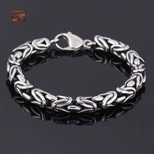 man braclet Gokadima New Product, Silver Color Stainless Steel bracelets Link Byzantine Chain Bracelet For MENS Jewelry 2024 - buy cheap