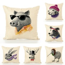 creative cool animal Linen Pillow cover home hotel room Decorative soft throw massage pillow case 2024 - buy cheap
