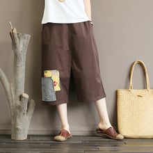 Pantalones Retro de algodón con cintura elástica para mujer, pantalones holgados Vintage de longitud de pantorrilla, estilo nacional 2024 - compra barato