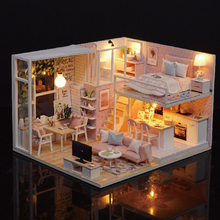 Bonita casa de muñecas en miniatura para habitación, con muebles, accesorios de cocina de madera, modelo hecho a mano, juguetes para niños, regalo 2024 - compra barato