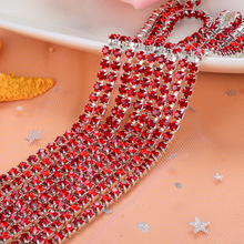 5yard/piece Red Glass Crystal sew on rhinestones Chain silvery bottom Diy Clothing accessories SIJISHUIZUAN 2024 - buy cheap