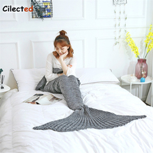 Cilected New Solid Color Fashion Water Wave Mermaid Blanket Warlock Knit Blanket Casual Nap Blanket Single Air Conditioner Quilt 2024 - buy cheap