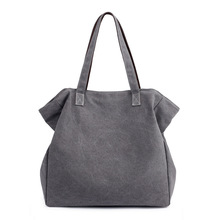 2018 Women Handbag Canvas Casual Lady Tote Bag Large Capacity Solid Simple Zipper Women Shoulder Bag Young Lady Canvas Bag 2024 - buy cheap
