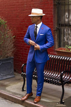 Classic Royal Blue Groom Tuxedos Cheap Slim Fit Notched Lapel 2018 Vintage Wedding Prom Men Suit ( jacket+Pants+tie) 2024 - buy cheap