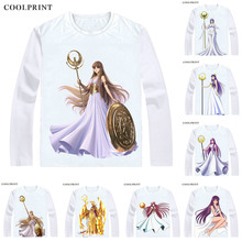 Camiseta de manga comprida masculina saori, camiseta vintage de manga longa com estampa da princesa sienna, cavaleiros do zodíaco, 2024 - compre barato