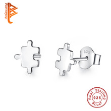 High Quality Silver Earrings for Women 925 Sterling Silver High Polished Geometric Puzzle Stud Earrings Wedding Party Jewelry 2024 - buy cheap