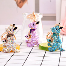 Cute Kangaroo Keychains Full Rhinestone Animal Key Chain Creative Keyrings Car Pendant Bag Key Ring Birthday Gifts 2024 - buy cheap