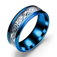Богемные синие черные кольца из нержавеющей стали для женщин ювелирные изделия Модные Винтажные обручальные кольца в стиле бохо кольца с драконом для мужчин Anel 2024 - купить недорого