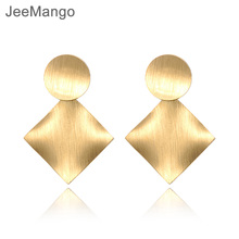 JeeMango Trendy Frosted Surface Curved Geometry Stainless Steel Earrings For Women Gold/Silver Color Jewelry Exaggerated E19003 2024 - buy cheap