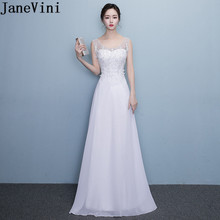 Vestido branco com contas janevini 2018, vestido longo de baile em chiffon com renda, sensual, transparente, rosa, vestido para festa de casamento 2024 - compre barato