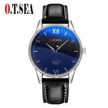 Luxury O.T.SEA Brand Blue Ray Glass Faux Leather Watches Men Military Sports Quartz Wrist Watch Relogio Masculino W048 2024 - buy cheap