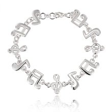 Bela nota de música prata cor pulseiras mulher alta qualidade moda lindo jóias chão preço frete grátis h242 2024 - compre barato