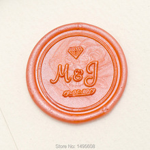Sello de cera con iniciales de diamante, sello de cera personalizable para invitaciones de boda, sello de cera envolvente 2024 - compra barato