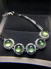 Женский браслет из серебра 925 пробы, с натуральным драгоценным камнем зеленого цвета 2024 - купить недорого
