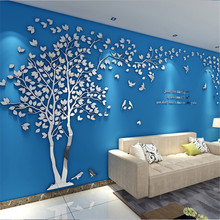 3D Дерево, акриловые зеркальные наклейки на стену, наклейки «сделай сам», художественный фон для телевизора, настенный постер для спальни, гостиной, настенные Стикеры, украшение для дома 2024 - купить недорого