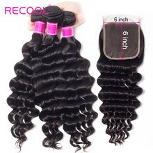 Recool Loose Deep Wave Bundles With Closure 3 Bundles With 6x6 Lace Closure Remy Brazilian Human Hair Weave Bundles With Closure 2024 - buy cheap