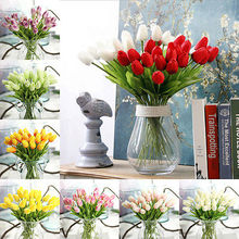 Mini buquê artificial de tulipas, decoração para casa, flores falsas de plástico, buquê para presentes e decorações de casamento, bonsai 2024 - compre barato