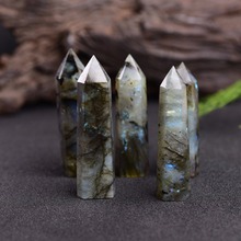 Druzy Natural  Labradorite Crystal Stones Moonstone Healing Crystal Wands Six Faceted Single Point Reiki Chakra 2024 - buy cheap