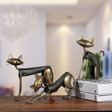 Tooarts escultura de metal gato de ferro arte primavera artesanato gato decoração de casa 2024 - compre barato