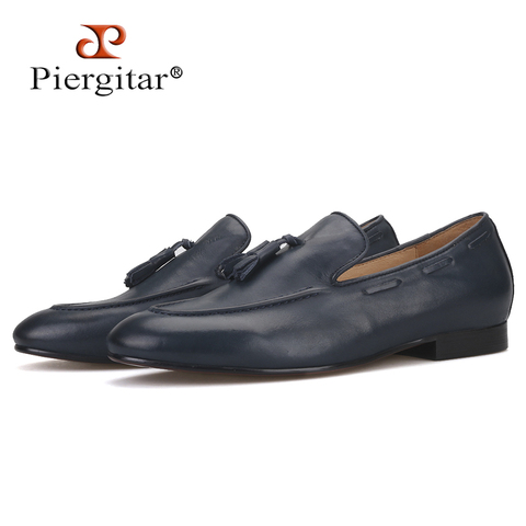 Piergitar brand 2019 Three Colors Calf Leather men casual shoes Plus Size Men's Loafers Party and Wedding Men dress shoes 2022 - buy cheap