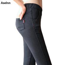 Aselnn 2019 Spring New Women Thin Pants High Waist Elastic Casual Skinny Pencil Pants Snow Black Trousers Female Plu Size 3XL 2024 - buy cheap