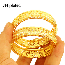 JHplated (Two Pieces)Gold Color Dubai Bangles For Women's Africa Bracelet Ethiopian Wedding Gift 2024 - buy cheap