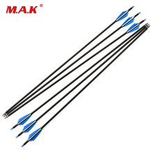 6/12/24pcs 30 inch 7.8mm Mix Carbon Arrow Spine 500 with 2 blue 1 white fire shape feather Compound Bow Archery Hunting Shooting 2024 - buy cheap