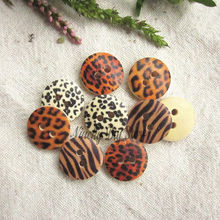 The new 15mm mixed leopard zebra print wooden button for scrapbook sewing handmade craft accessories wholesale 2024 - buy cheap