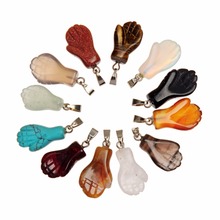 Wholesale 24pcs/lot Multi Style Natural Stone Rutilated Quartz Opal Man Carve Buddhist Hand Shape Pendant Prayer Bijouterie Free 2024 - buy cheap