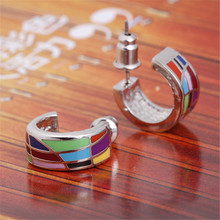 Free Shipping Newest Rainbow Colorful Enamel Jewelry Enamel Earrings,1pair/pack 2024 - buy cheap