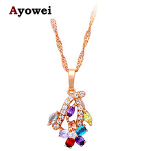 Color Flower style Beautiful Necklaces & Pendants color Crystal Zircon  Yellow  gold tone fashion jewelry for women LN361A 2024 - buy cheap