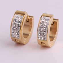 Pendientes de acero inoxidable para mujer, aretes con diamantes de imitación, 316L, color dorado, venta al por mayor 2024 - compra barato