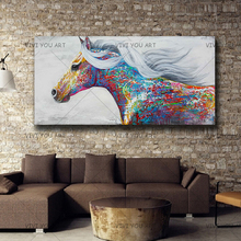 Pintura en lienzo de arte de pared hecha a mano, imágenes de animales para sala de estar, caballo, arte pintado por decoración acrílica, sin marco, 100% 2024 - compra barato