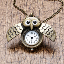 Fashion Little Cute Owl Shaped Pocket Watches Necklace Pendant Quartz Fob Watch Best Gift for Boy Girls Kids Relojes de bolsillo 2024 - buy cheap