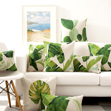 Nordic Green plants leaves Pillow Cover Watercolor Leaf Cushion Cover Home Decorative Linen Pillow Case Office Sofa 2024 - buy cheap