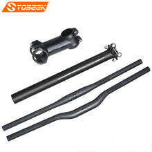 Toseek Carbon bicycle seatpost stem Bike Handlebar Set UD Flat Riser Handlebar + stem + seatpost bike parts 2024 - buy cheap