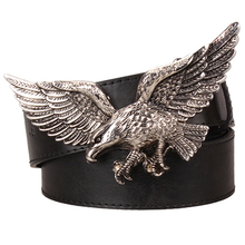 Cool big head belt big fly eagle buckle metal eagle belt fashion men's leather belt punk rock style belt 2024 - buy cheap