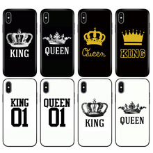 Black tpu case for iphone 5 5s SE 2020 6 6s 7 8 plus x 10 case silicone cover for iphone XR XS 11 pro MAX case king queen couple 2024 - buy cheap