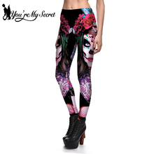 [You're My Secret] 2021 Ghost Girl Legging Halloween Goth Skull Rose Digital Print Leggings Summer Thin High Spandex Ankle Pants 2024 - buy cheap