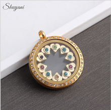 20Pcs/Lot Colorful Rhinestone Heart Floating Locket Plate Charms кулон Inside Glass Memory Relicario Locket Necklaces Jewelry 2024 - buy cheap