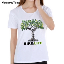 Camiseta feminina de verão, camiseta fashion, bonita, bicicleta, árvore da vida, arte verde, camiseta feminina, moda única, casual, camisetas 2024 - compre barato